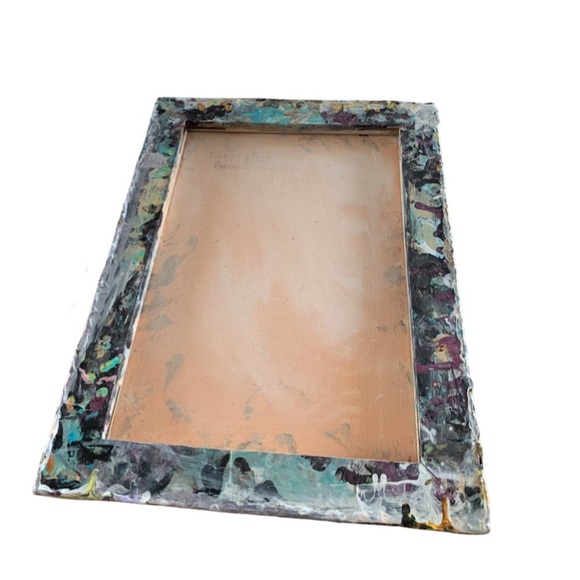 Original Artwork Canvas Painting Peace Brown Yellow Black 16 x 12 - Picture 11 of 11